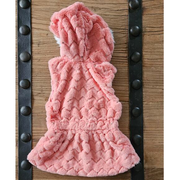 Little Lass Furry Peach and Gold Sequin Vest sz 4T - Picture 4 of 4